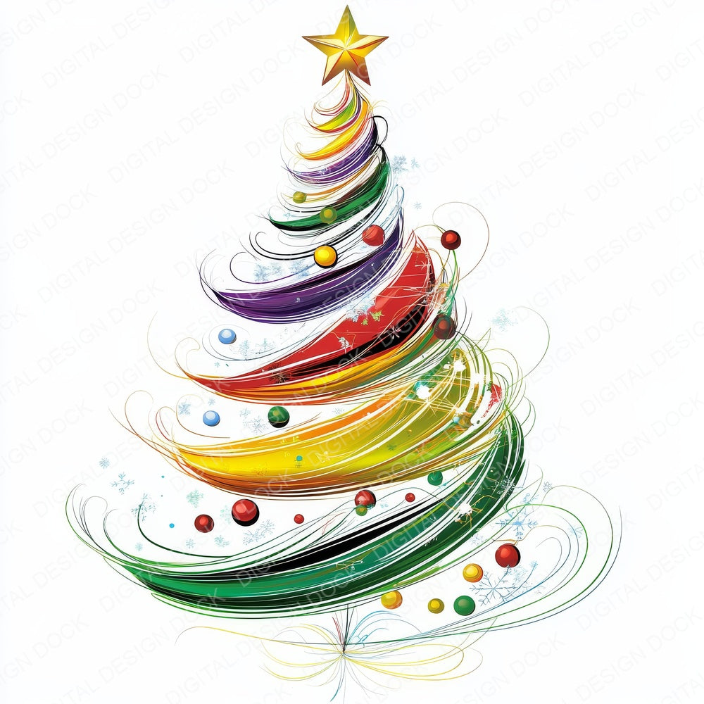 Abstract Christmas Tree A fussy cut sheet in US Letter format showing all 12 designs on one printable page