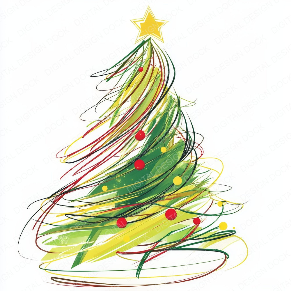 Abstract Christmas Tree B fussy cut sheet in A4 format showing all 12 designs on one printable page