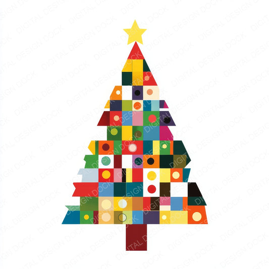 Abstract Christmas Tree C fussy cut sheet in A4 format showing all 12 designs on one printable page