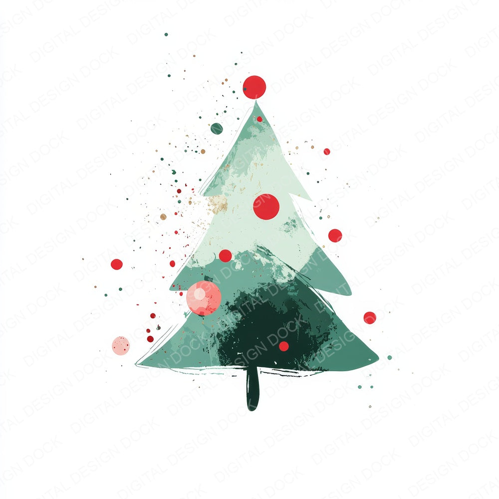 Abstract Christmas Tree E fussy cut sheet in US Letter format showing all 12 designs on one printable page