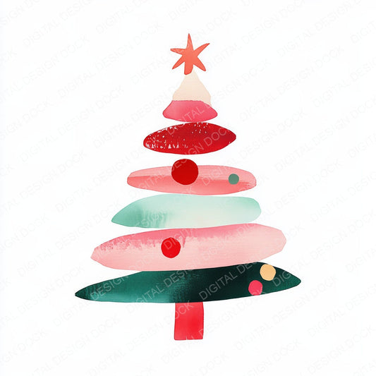 Abstract Christmas Tree F fussy cut sheet in A4 format showing all 12 designs on one printable page