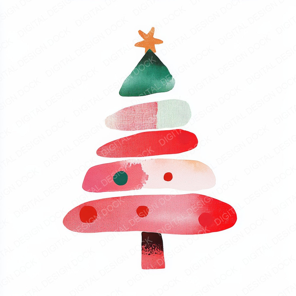 Abstract Christmas Tree F fussy cut sheet in US Letter format showing all 12 designs on one printable page