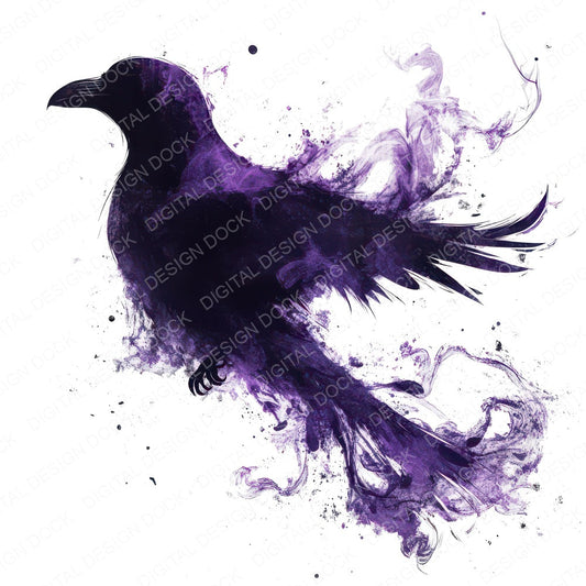 Abstract Crow Silhouette fussy cut sheet in US Letter format showing all 12 designs on one printable page