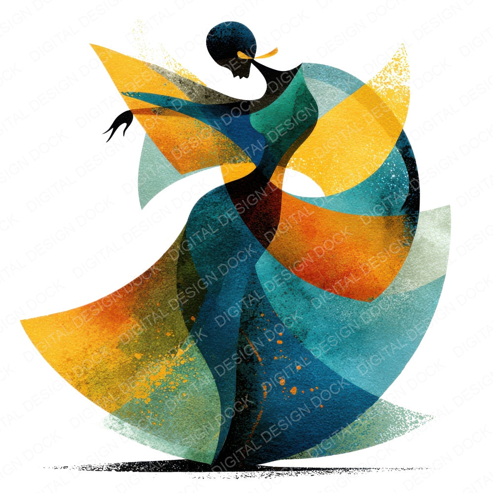 Abstract Dance Figure fussy cut sheet in A4 format showing all 12 designs on one printable page