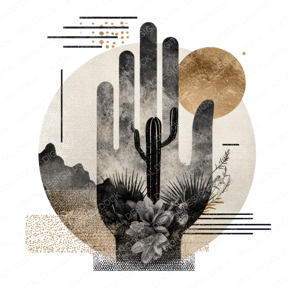 Abstract Desert Scene fussy cut sheet in A4 format showing all 12 designs on one printable page