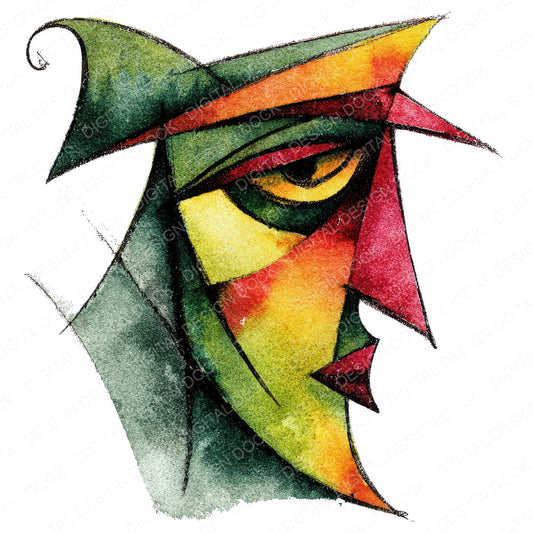 Abstract Elf Face fussy cut sheet in A4 format showing all 12 designs on one printable page