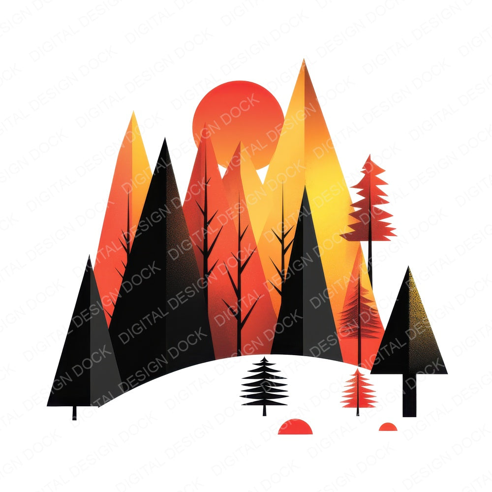 Abstract Forest Scene fussy cut sheet in A4 format showing all 12 designs on one printable page