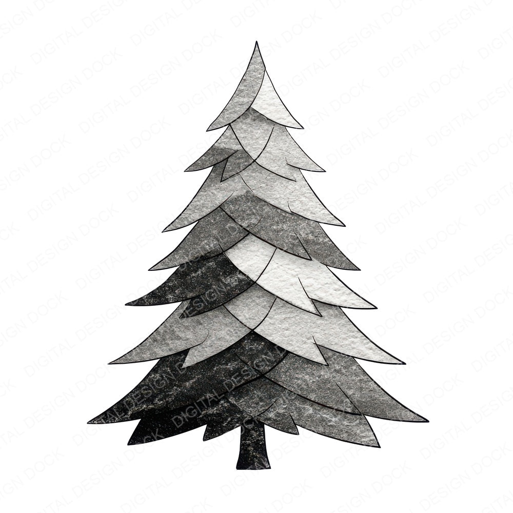 Abstract Minimal Christmas Tree fussy cut sheet in A4 format showing all 12 designs on one printable page