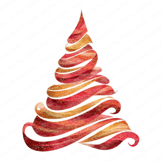 Abstract Ribbon Christmas Tree fussy cut sheet in A4 format showing all 12 designs on one printable page