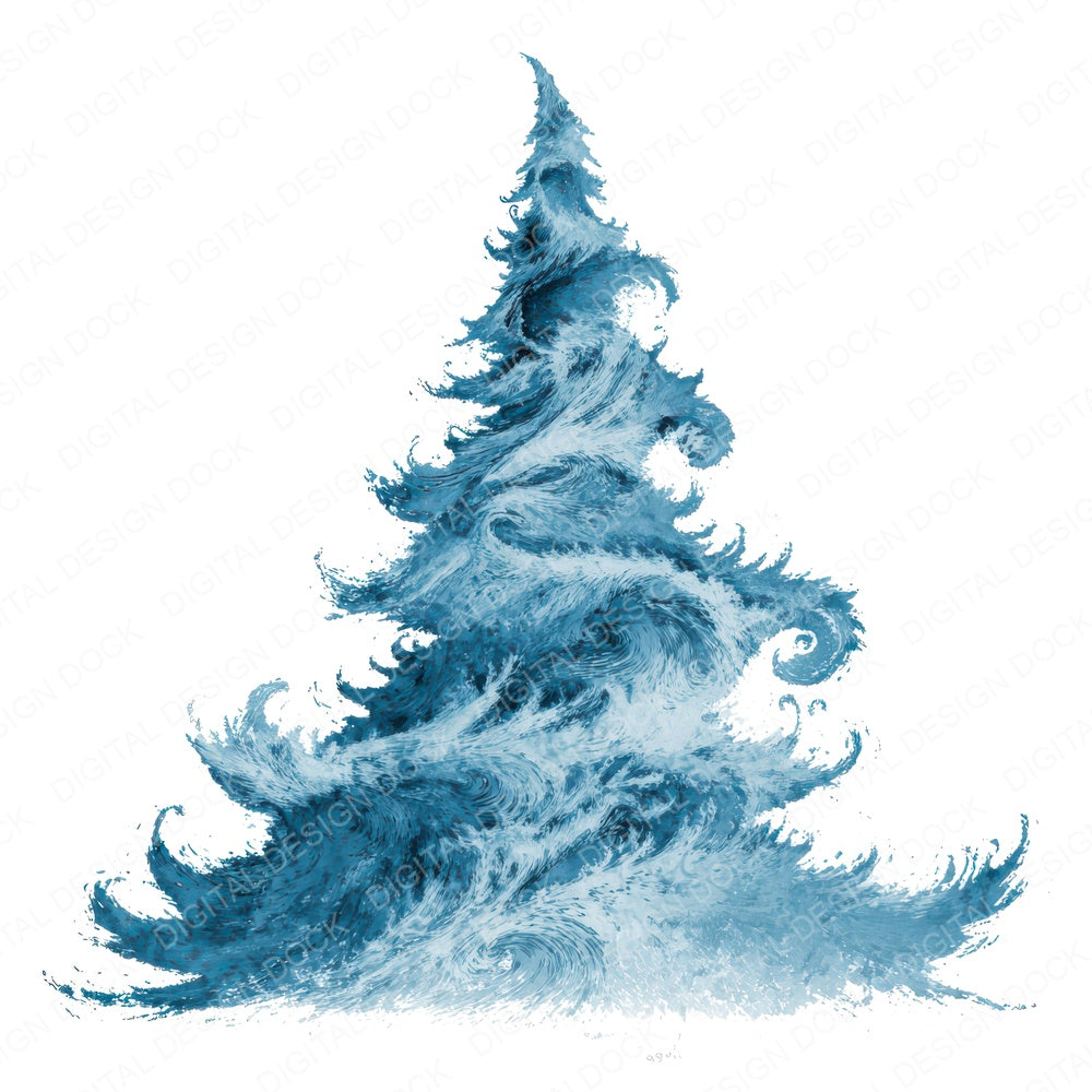 Abstract Snow Swirl Christmas Tree fussy cut sheet in A4 format showing all 12 designs on one printable page