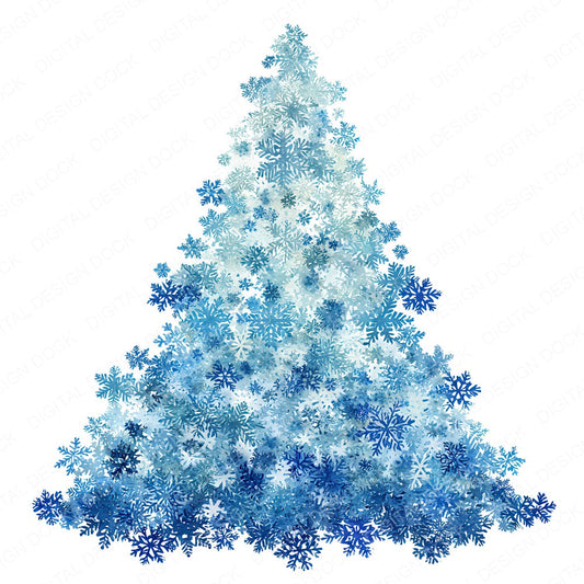 Abstract Snowflake Christmas Tree fussy cut sheet in US Letter format showing all 12 designs on one printable page