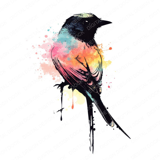 Abstract Songbird Silhouette fussy cut sheet in A4 format showing all 12 designs on one printable page