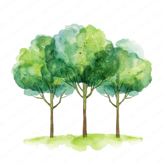 Abstract Tree Landscape fussy cut sheet in A4 format showing all 12 designs on one printable page