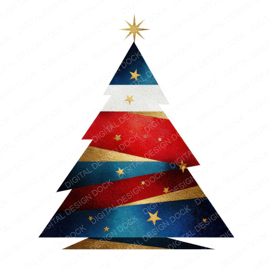 Abstract USA Christmas Tree fussy cut sheet in US Letter format showing all 12 designs on one printable page