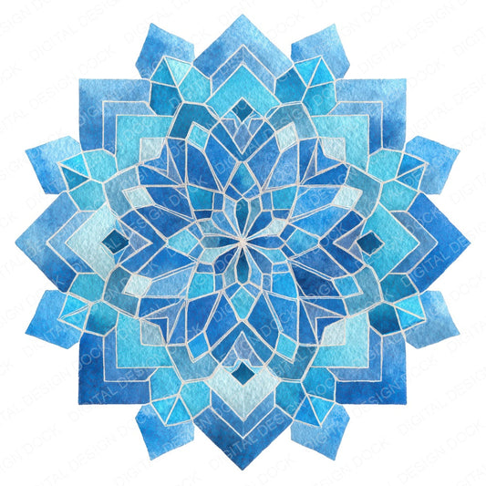 Abstract Watercolour Snowflake fussy cut sheet in A4 format showing all 12 designs on one printable page