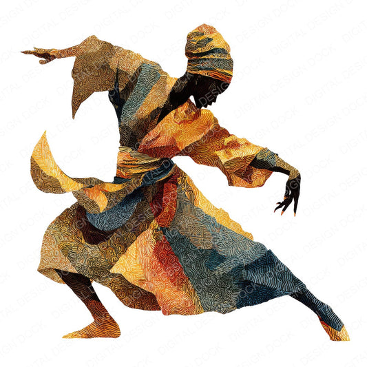 African Dance Woman fussy cut sheet in US Letter format showing all 12 designs on one printable page