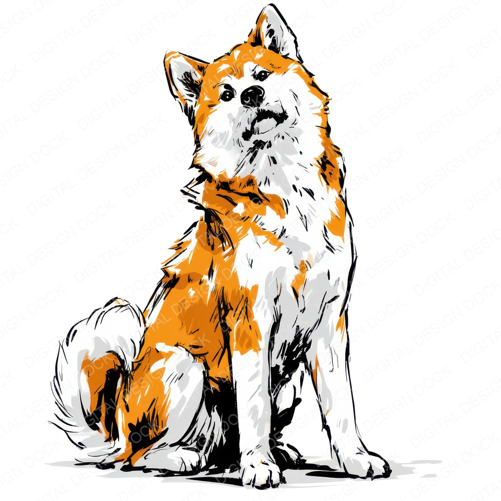 Another Akita Watercolour Dog design shown full size