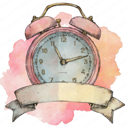 Alarm Clock Front Banner fussy cut sheet in A4 format showing all 12 designs on one printable page