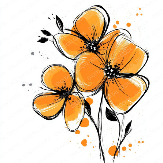 Amber Abstract Flowers fussy cut sheet in A4 format showing all 12 designs on one printable page