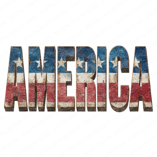 America Bold Flag Text fussy cut sheet in A4 format showing all 12 designs on one printable page