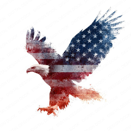 American Eagle Flag Design fussy cut sheet in A4 format showing all 12 designs on one printable page