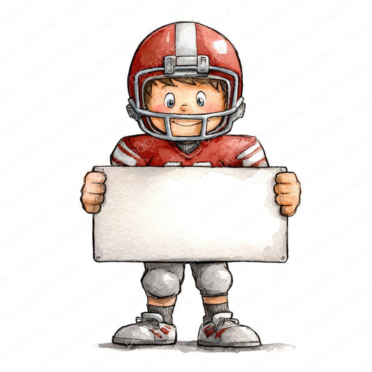 American Football Player Holding Banner fussy cut sheet in A4 format showing all 12 designs on one printable page