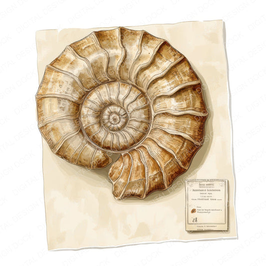 Ammonite Fossil with ID Tag fussy cut sheet in A4 format showing all 12 designs on one printable page