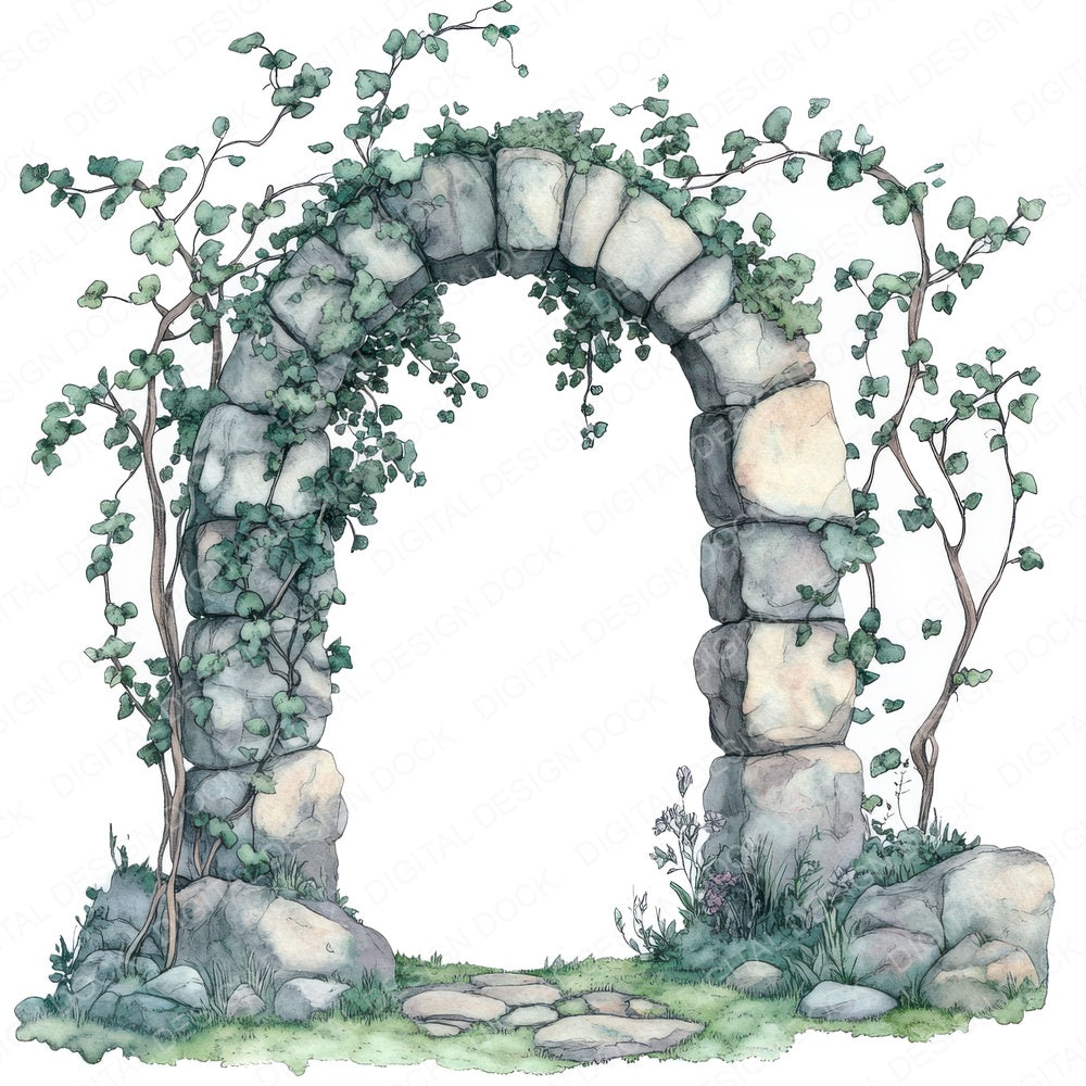 Ancient Forest Gate fussy cut sheet in A4 format showing all 12 designs on one printable page