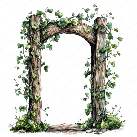 Ancient Forest Gate fussy cut sheet in US Letter format showing all 12 designs on one printable page