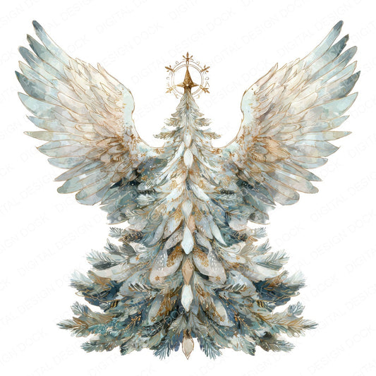 Angel Christmas Tree Clipart Set (DDD004578)