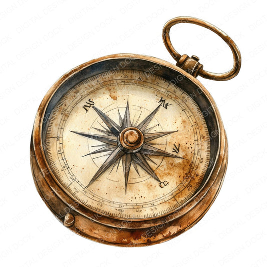 Antique Compass fussy cut sheet in A4 format showing all 12 designs on one printable page