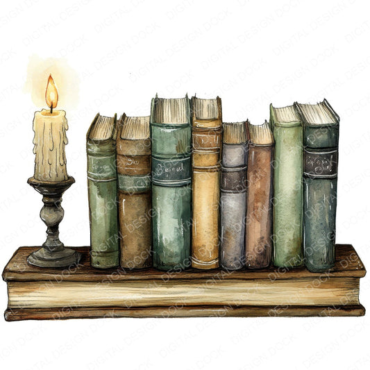 Antique Library Shelf fussy cut sheet in A4 format showing all 12 designs on one printable page