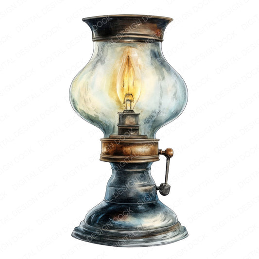 Antique Oil Lamp fussy cut sheet in A4 format showing all 12 designs on one printable page