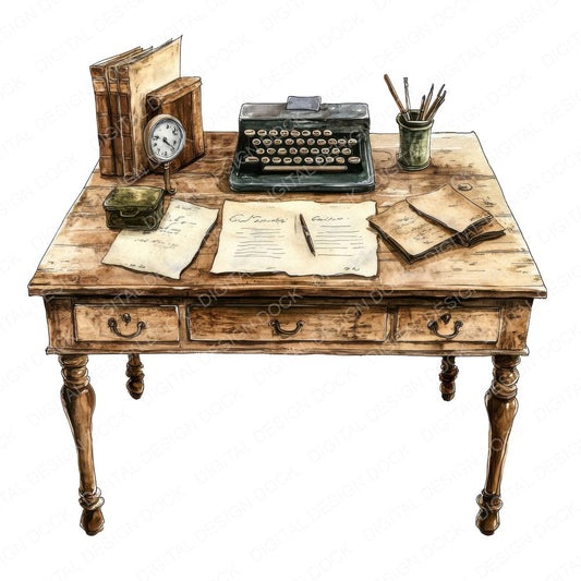 Antique Writing Desk fussy cut sheet in A4 format showing all 12 designs on one printable page