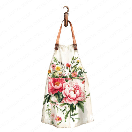 Apron with Pocket Flowers fussy cut sheet in A4 format showing all 12 designs on one printable page