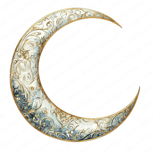 Arabesque Crescent Moon fussy cut sheet in US Letter format showing all 12 designs on one printable page