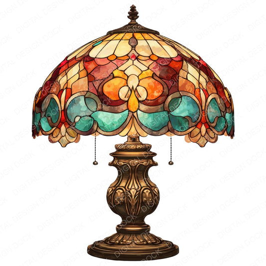 Art Deco Tiffany Lamp fussy cut sheet in A4 format showing all 12 designs on one printable page