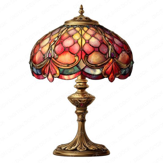 Art Deco Tiffany Lamp fussy cut sheet in US Letter format showing all 12 designs on one printable page