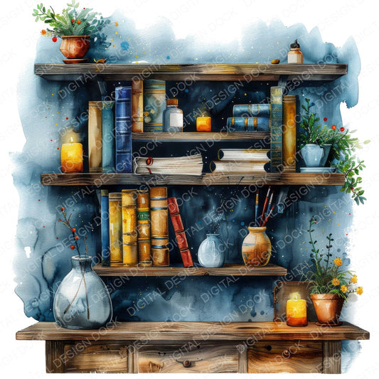 Artists Bookshelf fussy cut sheet in A4 format showing all 12 designs on one printable page