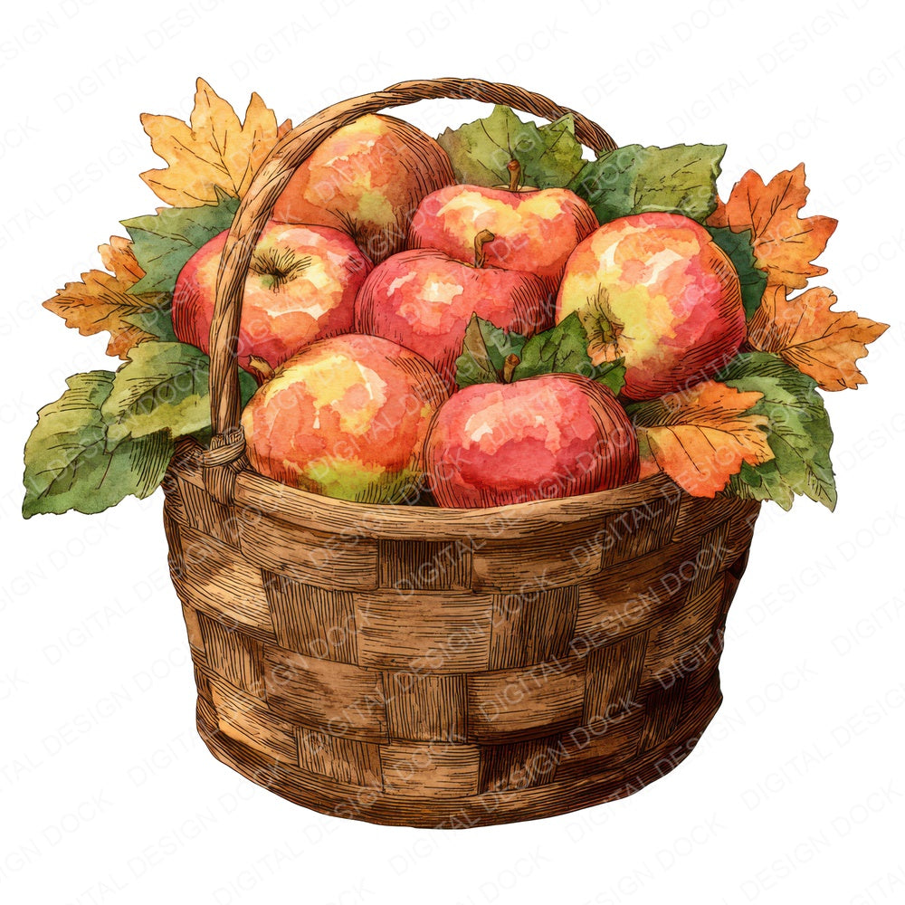 Autumn Apple Basket fussy cut sheet in A4 format showing all 12 designs on one printable page