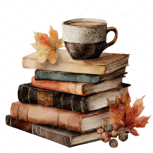 Autumn Books Tea fussy cut sheet in A4 format showing all 12 designs on one printable page