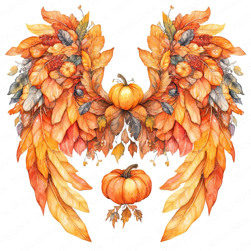 Autumn Harvest Angel Wings fussy cut sheet in A4 format showing all 12 designs on one printable page
