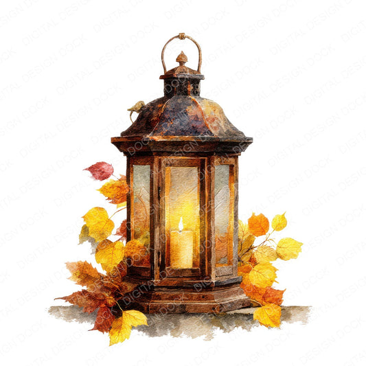Autumn Lantern Candle fussy cut sheet in A4 format showing all 12 designs on one printable page