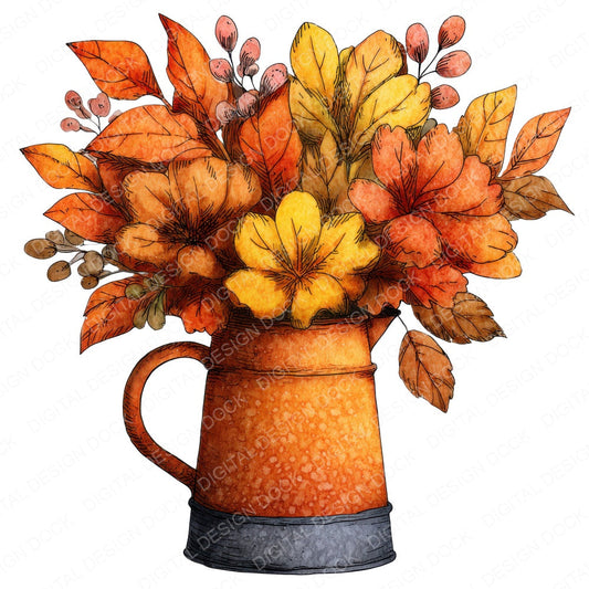 Autumn Leaves Tin Jug fussy cut sheet in A4 format showing all 12 designs on one printable page