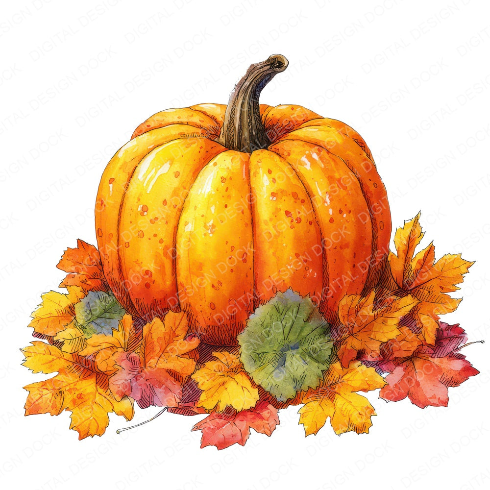 Autumn Pumpkin Leaves fussy cut sheet in A4 format showing all 12 designs on one printable page