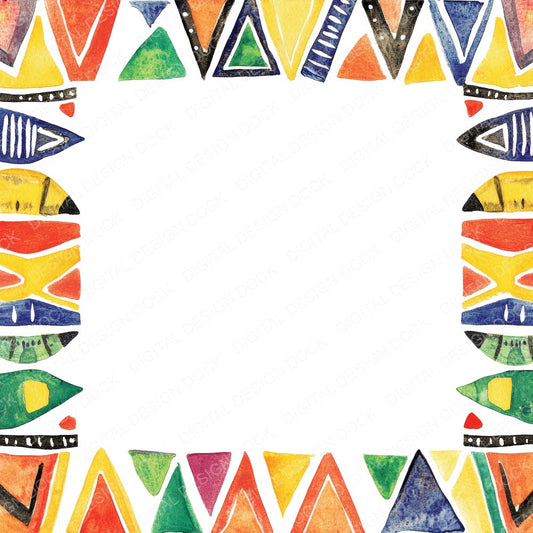 Aztec Watercolour Pattern Border fussy cut sheet in US Letter format showing all 12 designs on one printable page