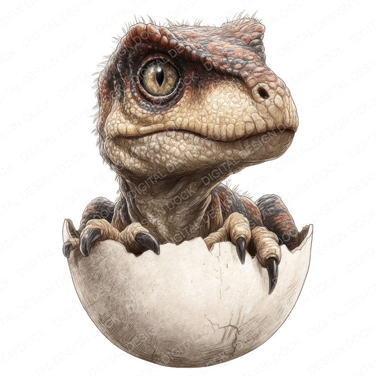 Baby Dino Egg fussy cut sheet in A4 format showing all 12 designs on one printable page