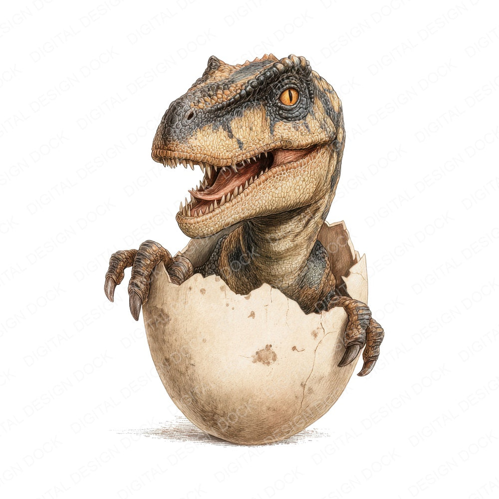 Baby Dino Egg fussy cut sheet in US Letter format showing all 12 designs on one printable page