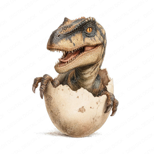 Baby Dino Egg fussy cut sheet in US Letter format showing all 12 designs on one printable page