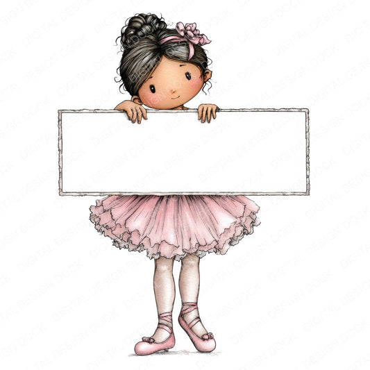 Ballerina with Banner fussy cut sheet in A4 format showing all 12 designs on one printable page